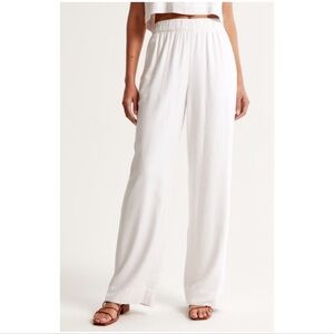 Abercrombie and Fitch High Rise Straight Linen-Blend Pull-On Pant XL